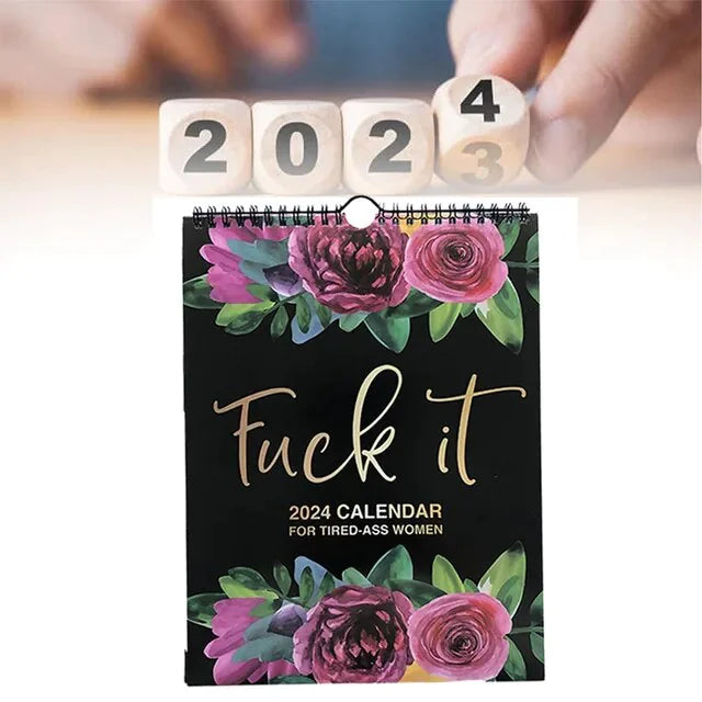 2024 Calendar For Tired-Ass Women Swear Word 12 Month Weekly Daily Wall Planner