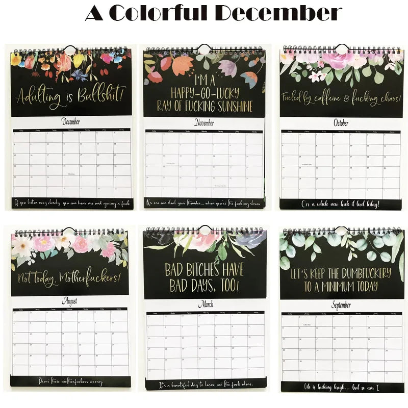 2024 Calendar For Tired-Ass Women Swear Word 12 Month Weekly Daily Wall Planner